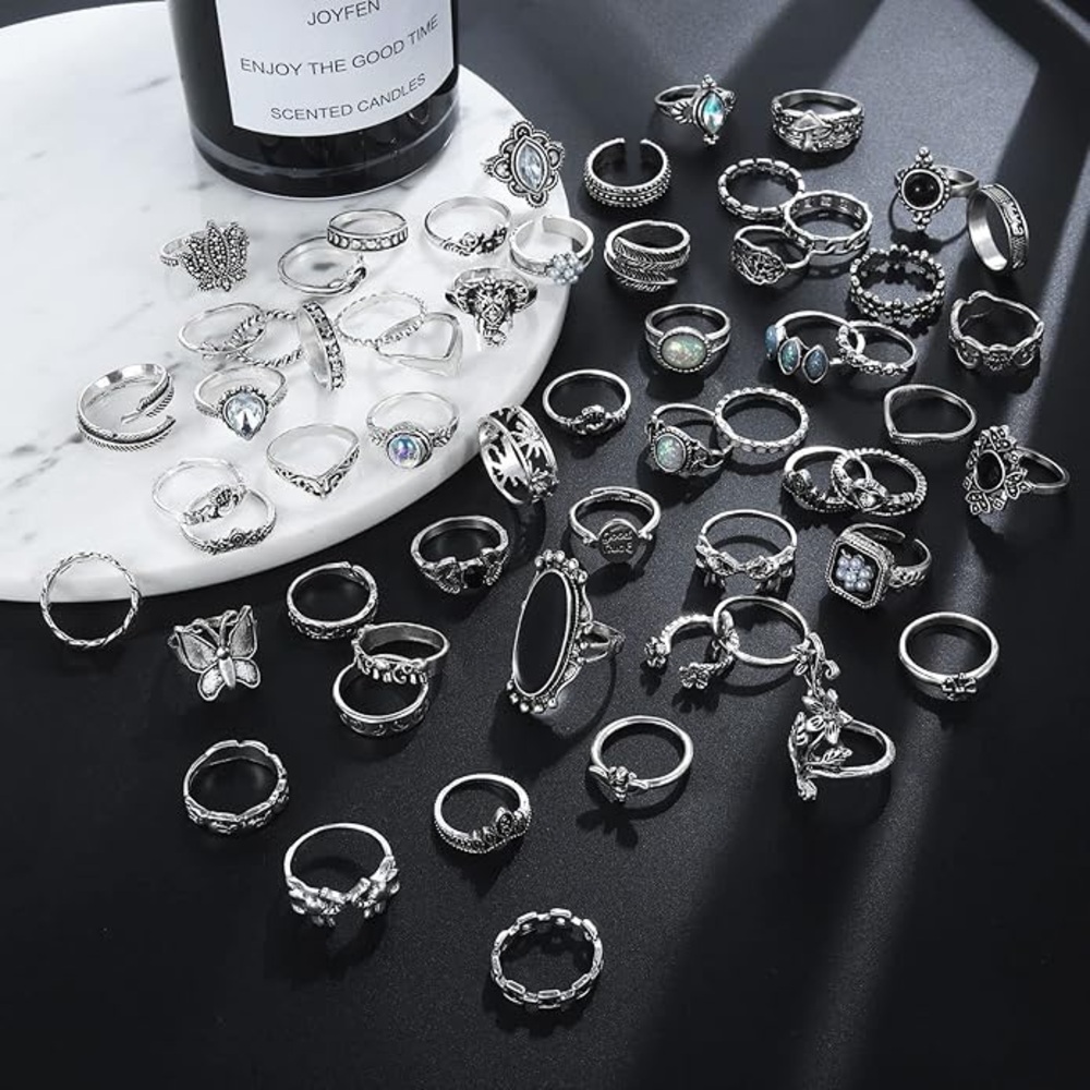 Elegant Silver-Tone Ring Sets - Picture 2 of 6